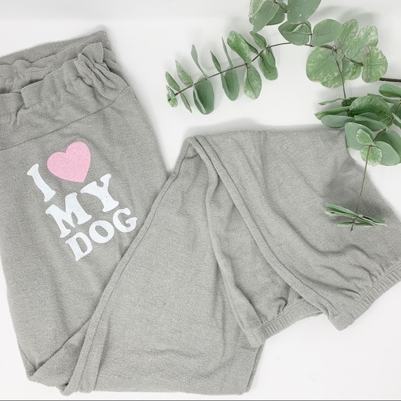 Wildfox Pants - Wildfox I Love My Dog Joggers Sweatpants